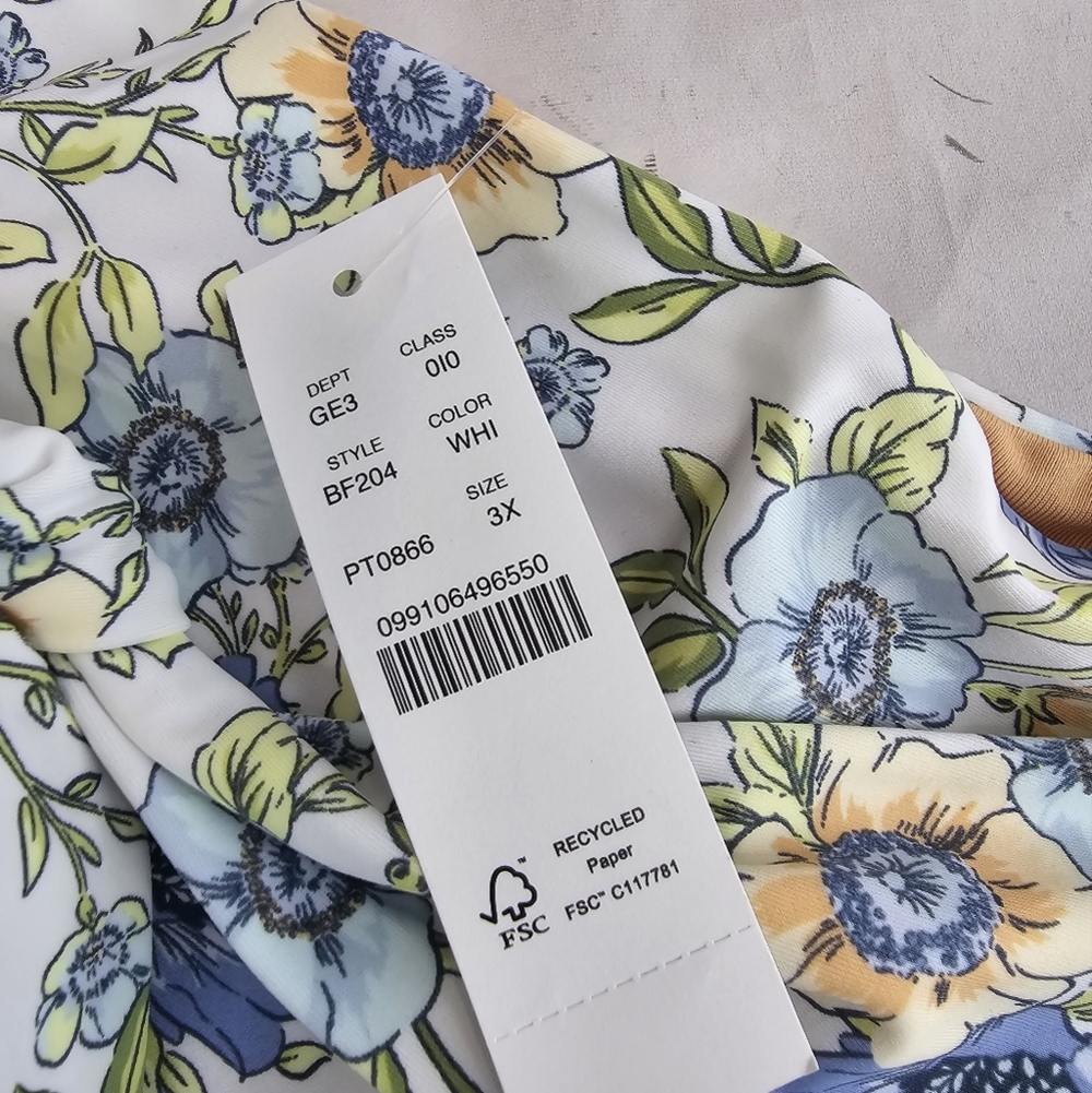 J Crew Swim Bottom Blue High Rise Cut Bikini Knot Tie Waist Floral Vines BF204 - Picture 8 of 11